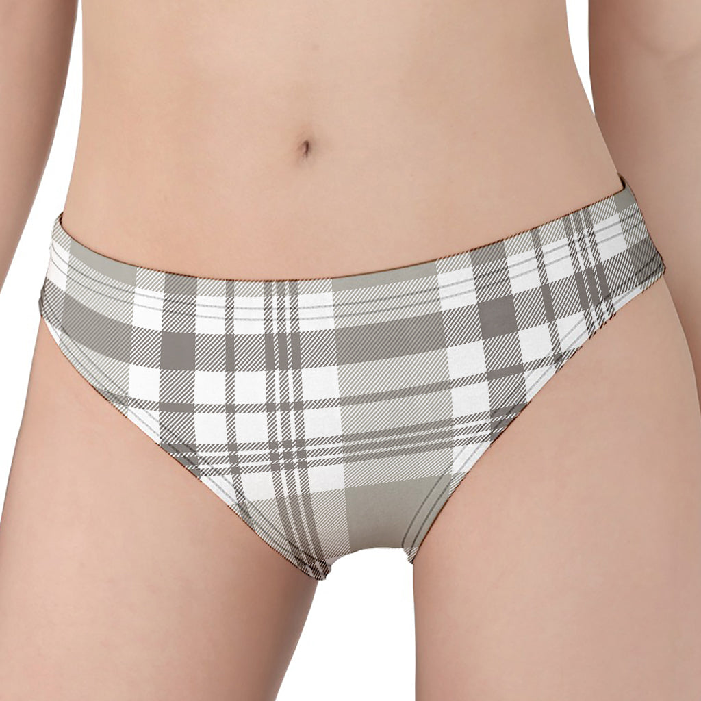 Grey And White Border Tartan Print Women's Panties