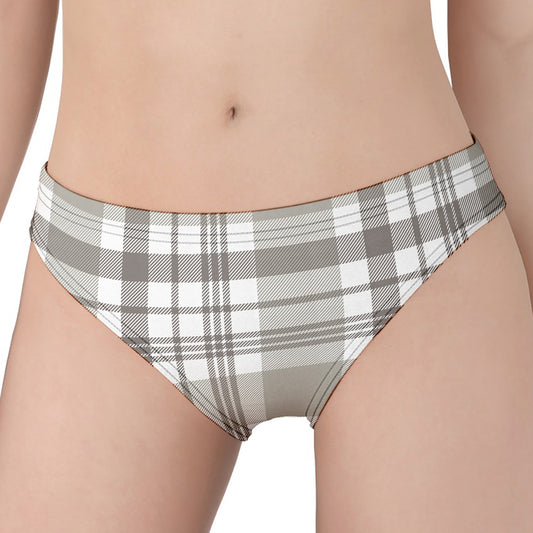 Grey And White Border Tartan Print Women's Panties
