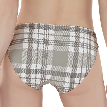 Grey And White Border Tartan Print Women's Panties