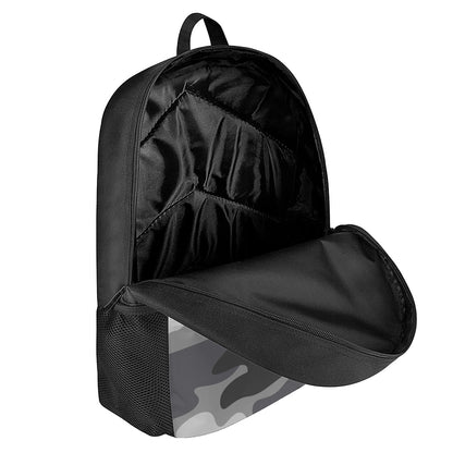 Grey And White Camouflage Print 17 Inch Backpack