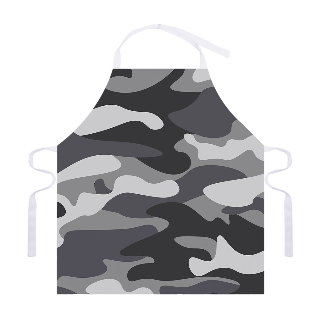 Grey And White Camouflage Print Adjustable Apron
