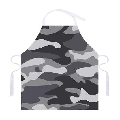 Grey And White Camouflage Print Adjustable Apron