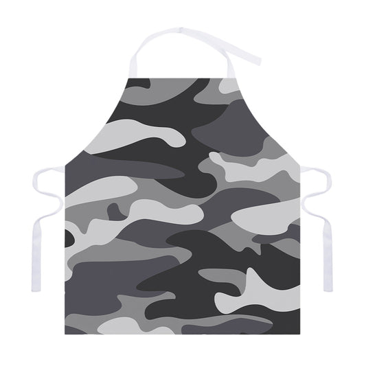 Grey And White Camouflage Print Adjustable Apron