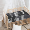 Grey And White Camouflage Print Baby Crib Sheet