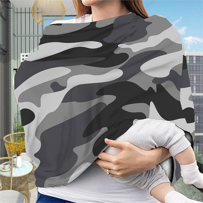 Grey And White Camouflage Print Baby Seat Cover