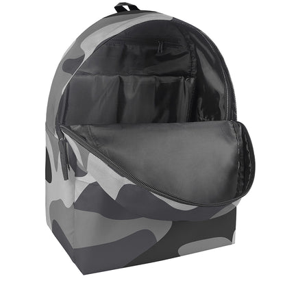 Grey And White Camouflage Print Backpack