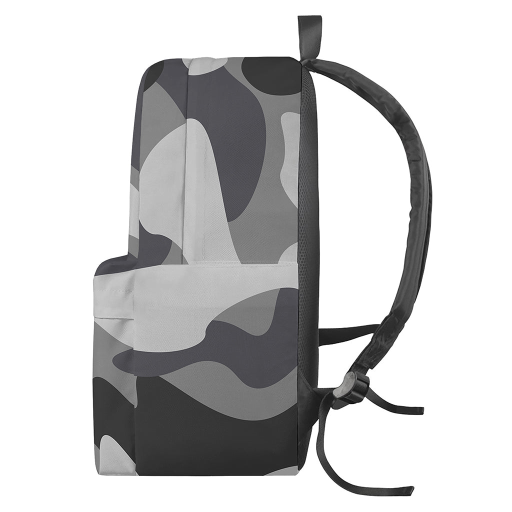 Grey And White Camouflage Print Backpack