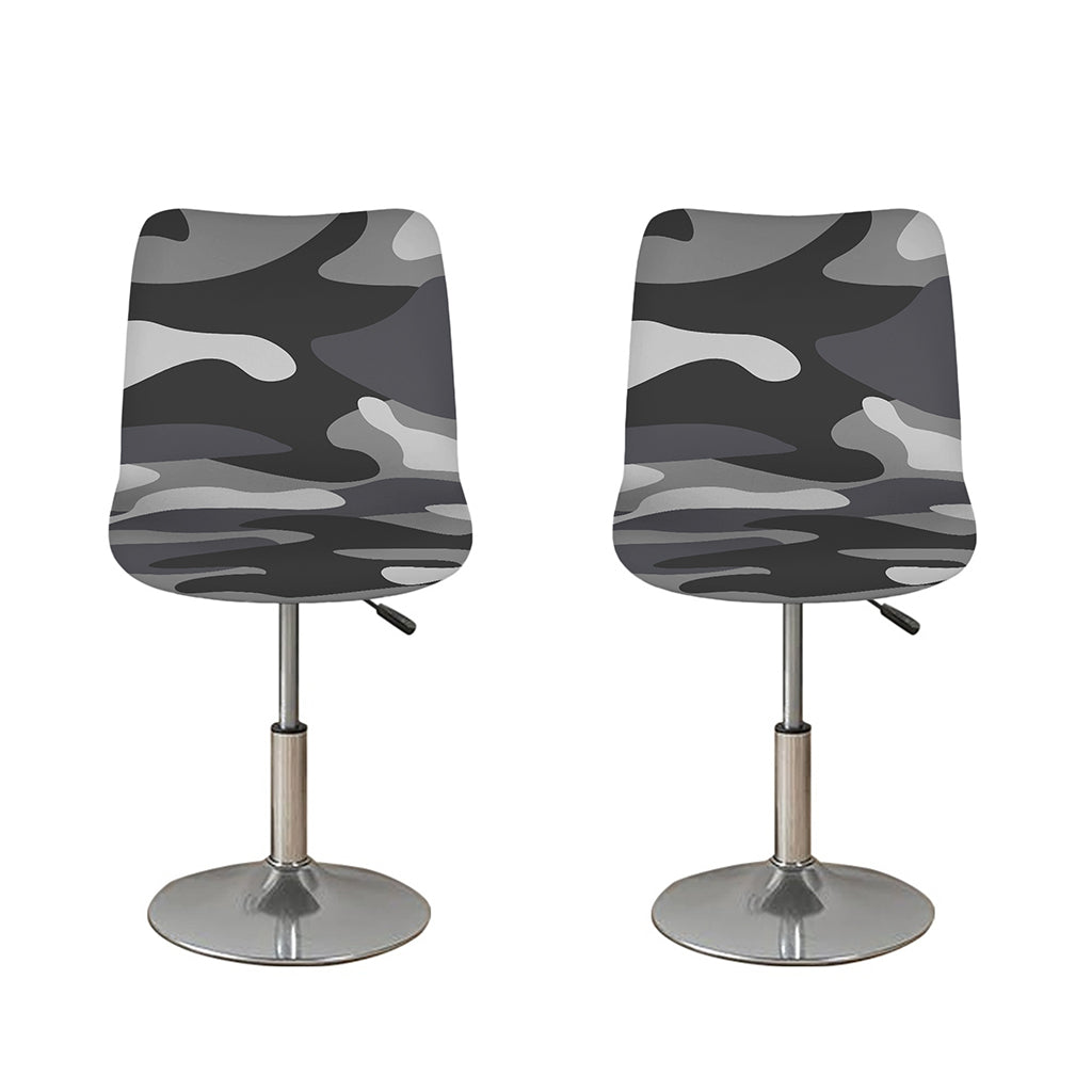 Grey And White Camouflage Print Bar Stool Covers