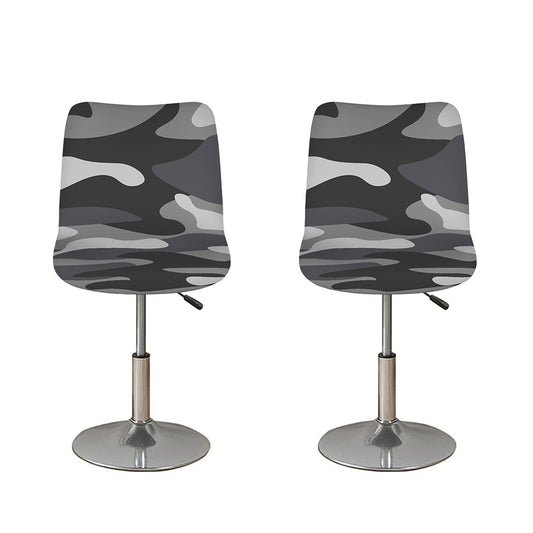 Grey And White Camouflage Print Bar Stool Covers