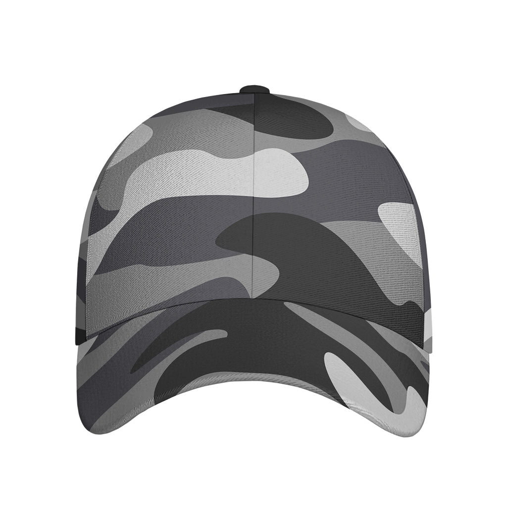 Grey And White Camouflage Print Baseball Cap