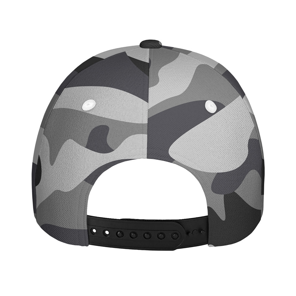 Grey And White Camouflage Print Baseball Cap
