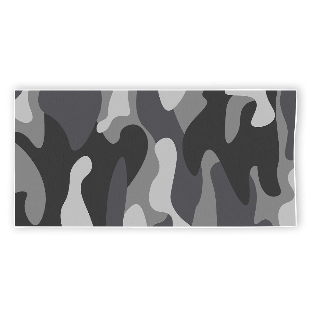 Grey And White Camouflage Print Beach Towel