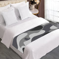 Grey And White Camouflage Print Bed Runner