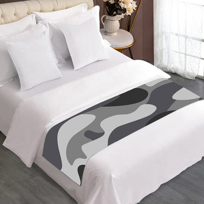 Grey And White Camouflage Print Bed Runner