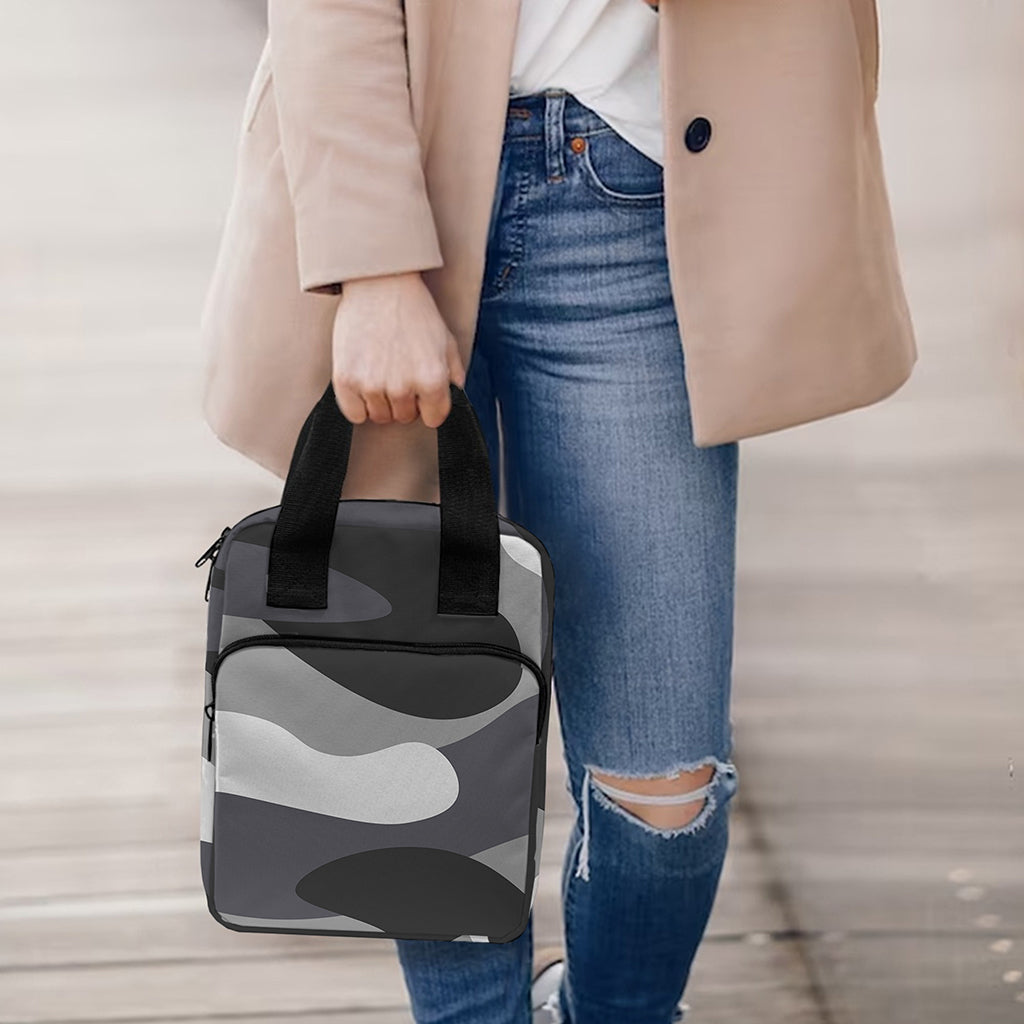 Grey And White Camouflage Print Bible Tote Bag
