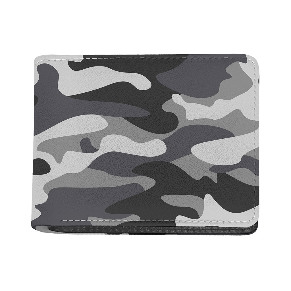 Grey And White Camouflage Print Bifold Wallet