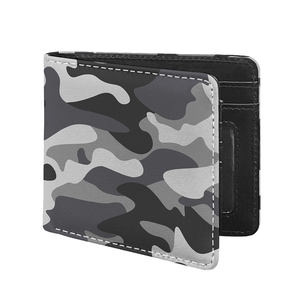 Grey And White Camouflage Print Bifold Wallet