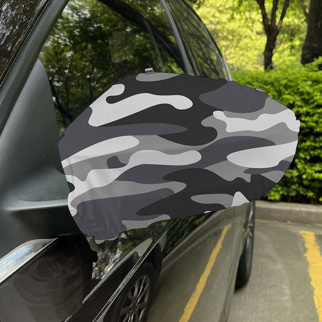 Grey And White Camouflage Print Car Side Mirror Covers