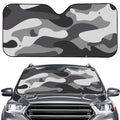 Grey And White Camouflage Print Car Windshield Sun Shade