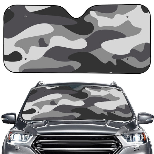 Grey And White Camouflage Print Car Windshield Sun Shade