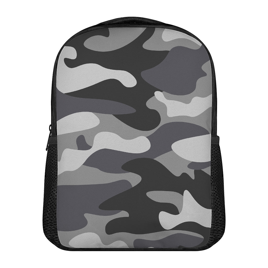 Grey And White Camouflage Print Casual Backpack