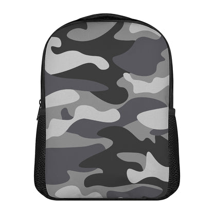 Grey And White Camouflage Print Casual Backpack
