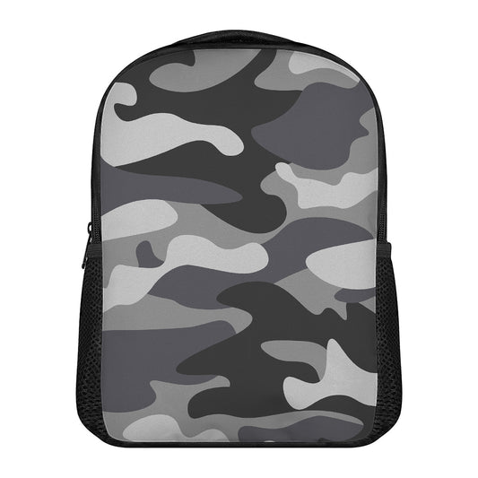 Grey And White Camouflage Print Casual Backpack
