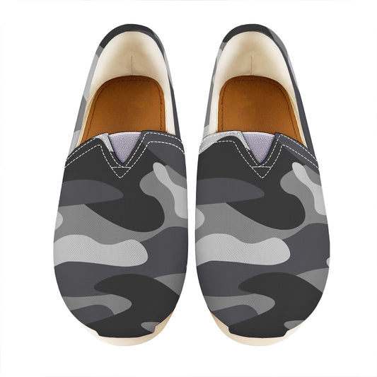 Grey And White Camouflage Print Casual Shoes