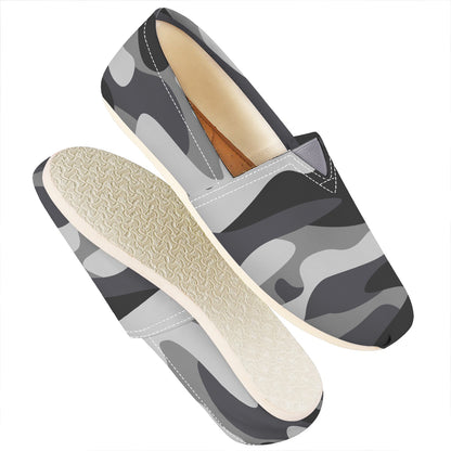 Grey And White Camouflage Print Casual Shoes