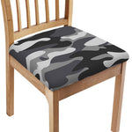Grey And White Camouflage Print Chair Cushion Cover