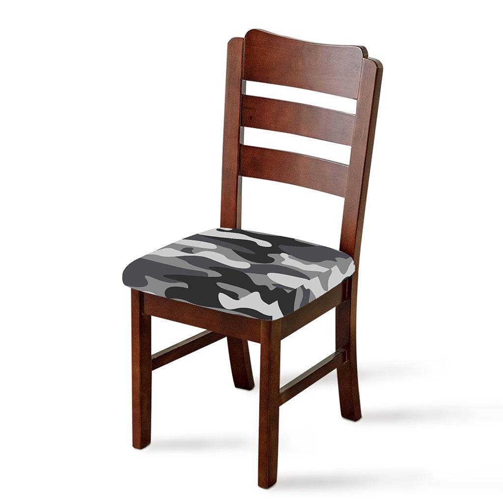 Grey And White Camouflage Print Chair Cushion Cover
