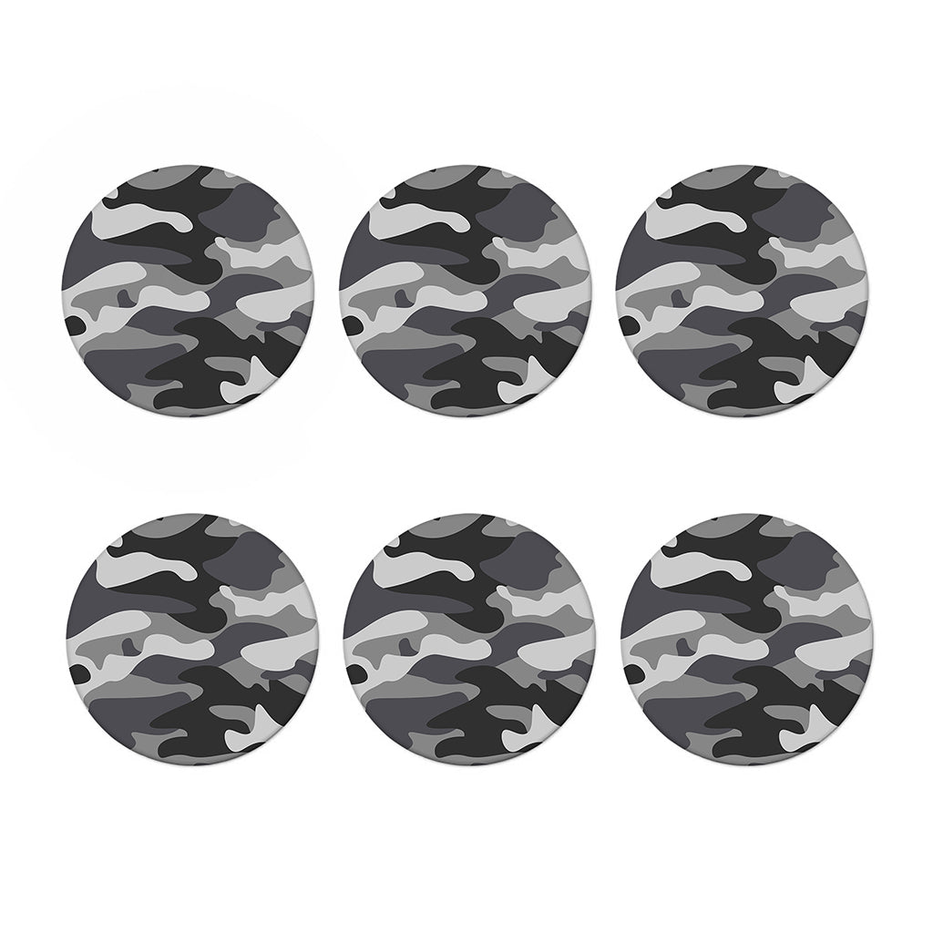 Grey And White Camouflage Print Coaster Set