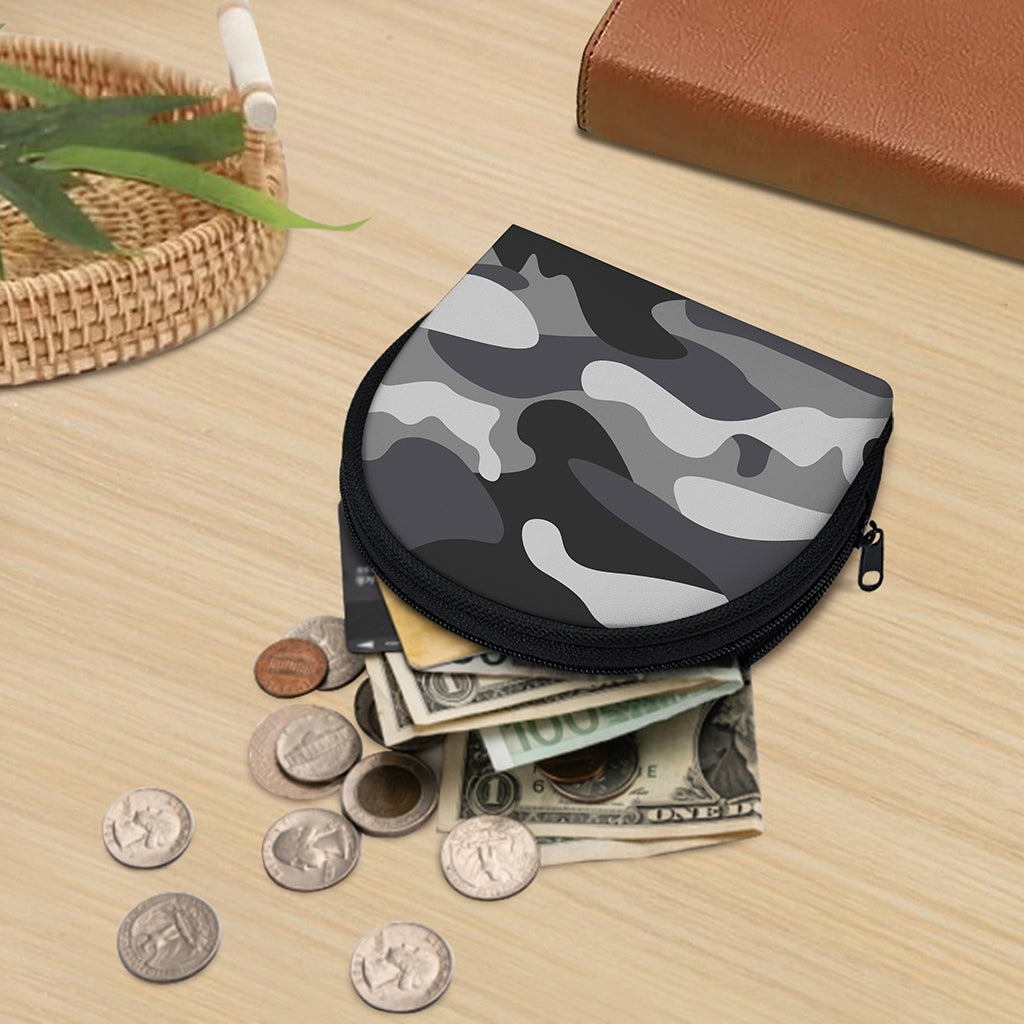 Grey And White Camouflage Print Coin Purse