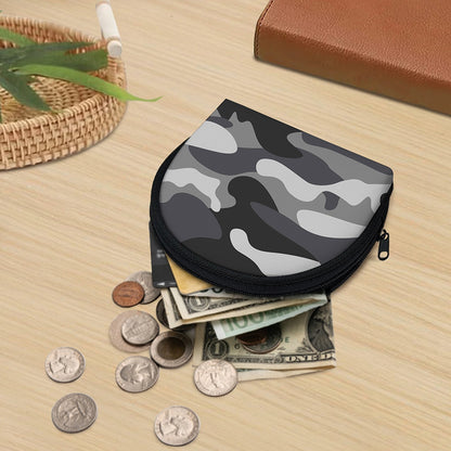 Grey And White Camouflage Print Coin Purse