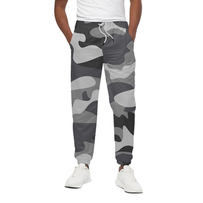 Grey And White Camouflage Print Cotton Pants