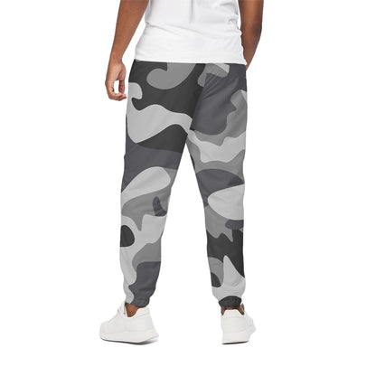 Grey And White Camouflage Print Cotton Pants