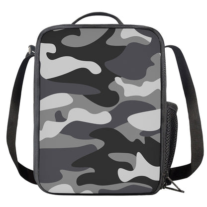 Grey And White Camouflage Print Crossbody Lunch Bag