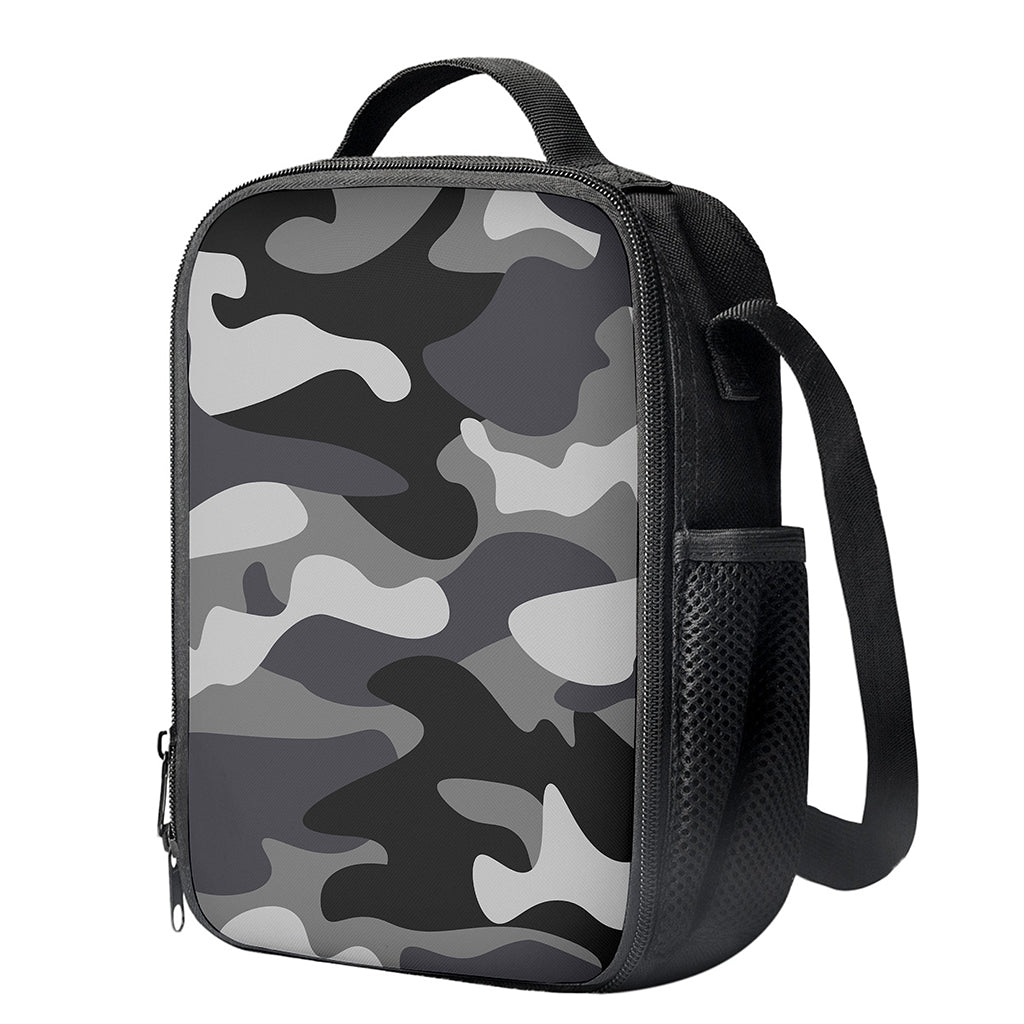 Grey And White Camouflage Print Crossbody Lunch Bag