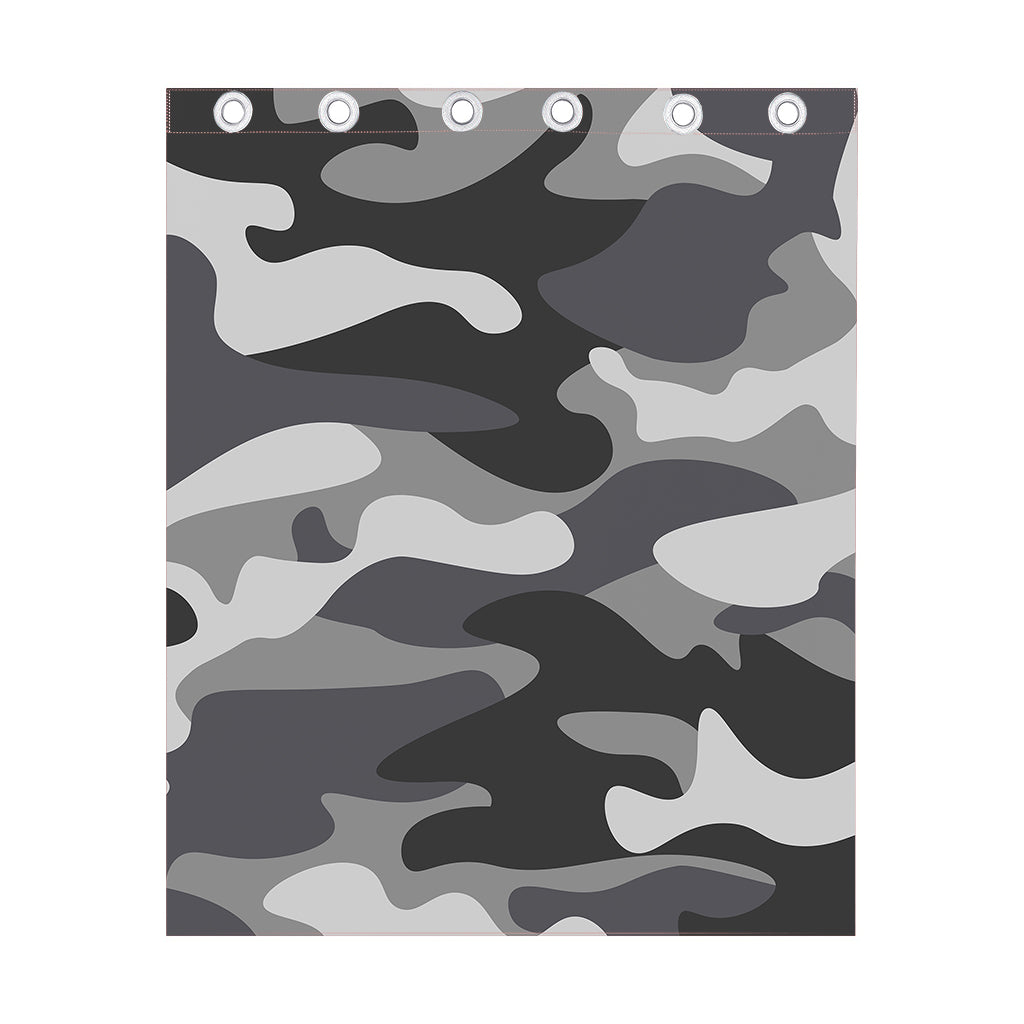 Grey And White Camouflage Print Curtain