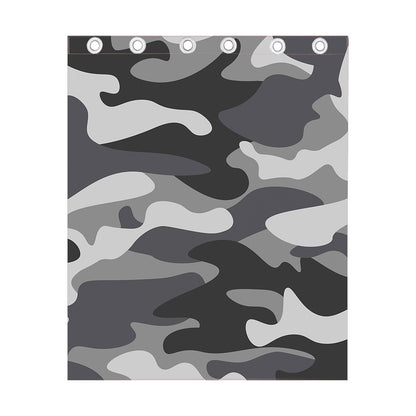 Grey And White Camouflage Print Curtain