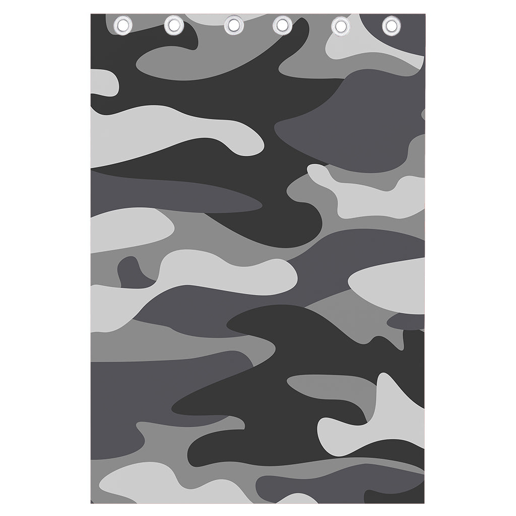 Grey And White Camouflage Print Curtain