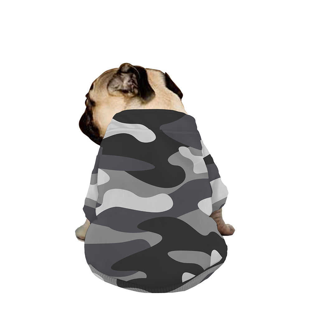 Grey And White Camouflage Print Dog Zip Up Jacket