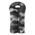 Grey And White Camouflage Print Double Neoprene Wine Tote