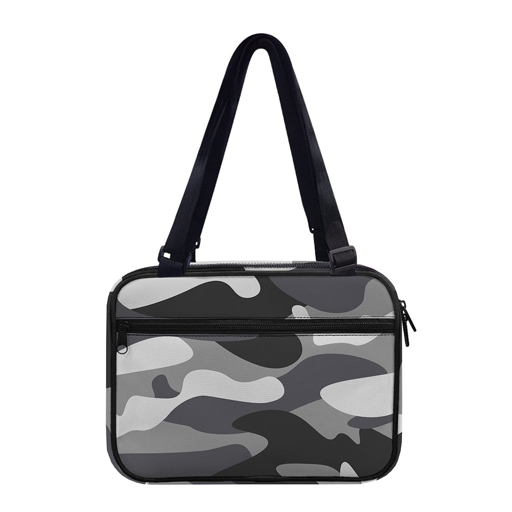 Grey And White Camouflage Print Double Strap Bible Bag