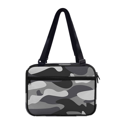 Grey And White Camouflage Print Double Strap Bible Bag