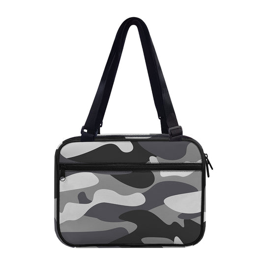 Grey And White Camouflage Print Double Strap Bible Bag