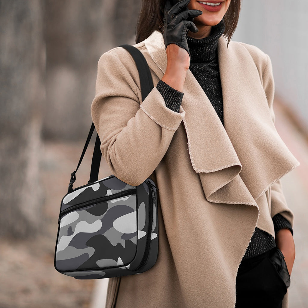 Grey And White Camouflage Print Double Strap Bible Bag