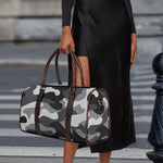Grey And White Camouflage Print Duffle Bag
