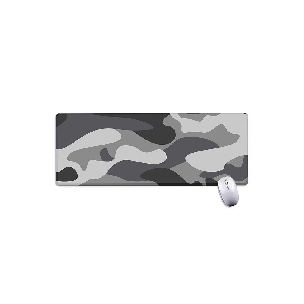 Grey And White Camouflage Print Extended Mouse Pad