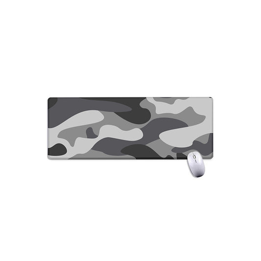 Grey And White Camouflage Print Extended Mouse Pad